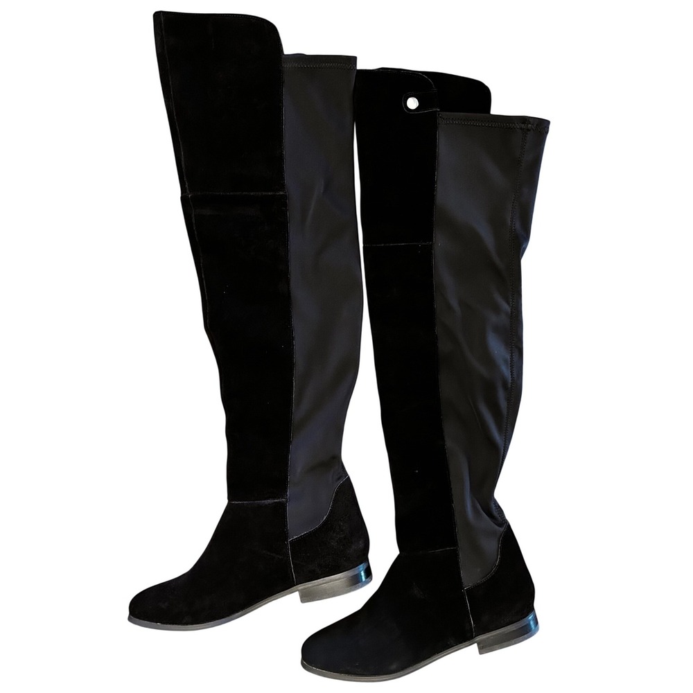 Chinese Laundry Womens Black Over The Knee Boots Suede Stretch Split Robin 8